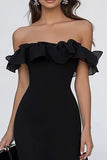 Black Off the Shoulder Long Formal Dress