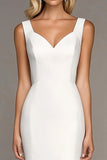 Ivory Bodycon Sweetheart Short Work Dress with Ruffles