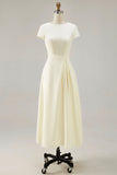 Daffodil A Line Boat Neck Vintage Satin Long Work Dress