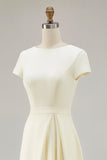 Daffodil A Line Boat Neck Vintage Satin Long Work Dress