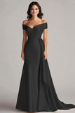 Off The Shoulder Champagne Long Formal Dress
