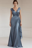 Royal Blue A Line Ruched Long Formal Dress