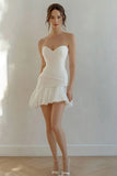 White Chiffon Sweetheart Short Graduation Dress