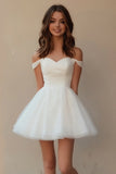 White Tulle A Line Graduation Dress