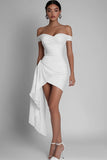 White Bodycon Short Graduation Dress with Sash