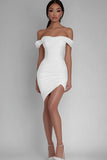 White Satin Bodycon Short Graduation Dress