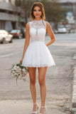 White Lace A Line Short Graduation Dress