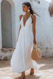 White Chiffon Long Summer Dress