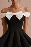 Black A Line Short Graduation Dress with Bow