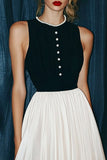 Vintage Black and White Chiffon Long Formal Dress