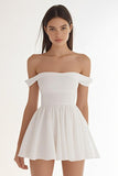 Ivory Chiffon Off the Shoulder Short Graduation Dress