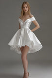 White Satin Corset A Line Short Graduation Dress