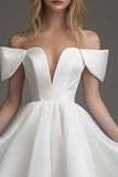 Off The Shoulder White A Line Short Graduation Dress