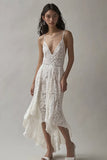 Ivory Lace High-Low Mermaid Engagement Dress