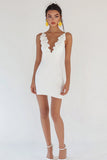 Bodycon Ruffled Satin White Graduation Dress