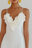 Bodycon Ruffled Satin White Graduation Dress