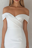 Off The Shoulder Bodycon Satin White Graduation Dress