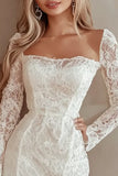 Long Sleeves Bodycon Ruffled Lace Little White Dress