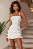 Chiffon A Line Tiered Little White Dress