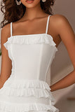 Chiffon A Line Tiered Little White Dress