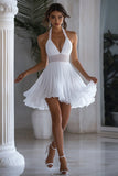 Halter Chiffon A Line Little White Dress