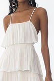 White A Line Tiered Midi Holiday Dress