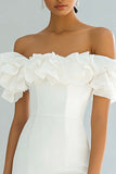 Stylish Off The Shoulder Bodycon Ivory Graduation Dress