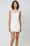 Illusion Neck Simple Sheath Little White Dress