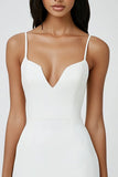 White Bodycon Spaghetti Straps Graduation Dress
