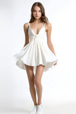 White A Line V Neck Mini Graduation Dress