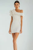 One Shoulder Ivory Bodycon Graduation Dress