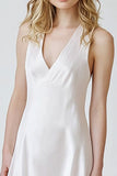 White V Neck A Line Asymmetrical Graduation Dress