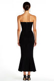 Mermaid Strapless Tea Length Black Tie Dress