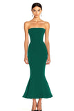 Mermaid Strapless Tea Length Black Tie Dress
