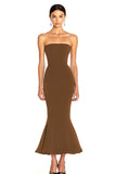 Mermaid Strapless Tea Length Black Tie Dress