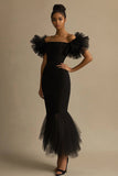 Black Mermaid Ruffled Long Formal Dress