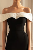 Black and White Off the Shoulder Bodycon Short Graduation Dress