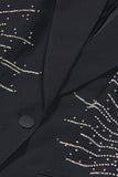 Sparkly Black 2 Piece Peak Lapel Women Prom Suits with Beading