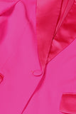 Fuchsia 2 Piece Peak Lapel Women Prom Suits with Feather