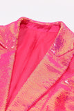 Sparkly Fuchsia 2 Piece Peak Lapel Women Suits with Pockets