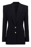 Black Peak Lapel Single Breasted Women Blazer