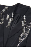 Sparkly Black Peak Lapel Single Breasted Women Prom Blazer with Rhinestones