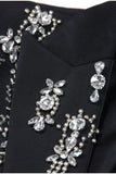 Sparkly Black Peak Lapel Single Breasted Women Prom Blazer with Rhinestones
