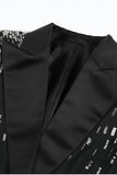 Black Peak Lapel Single Breasted Women Prom Blazer with Sequins