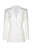 Black Peak Lapel Single Breasted Women Prom Blazer with Sequins