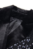Sparkly Black Sequin Peak Lapel Double Breasted Women Prom Blazer