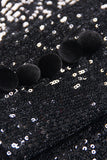 Sparkly Black Sequin Peak Lapel Double Breasted Women Prom Blazer