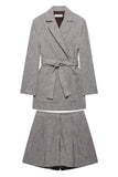 Grey 2 Piece Notched Lapel Women Prom Suits with Belts