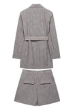 Grey 2 Piece Notched Lapel Women Prom Suits with Belts