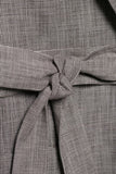Grey 2 Piece Notched Lapel Women Prom Suits with Belts